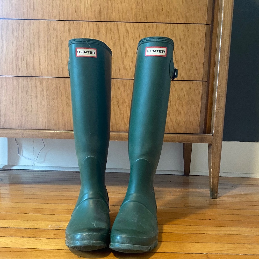 Green Hunter rain boots